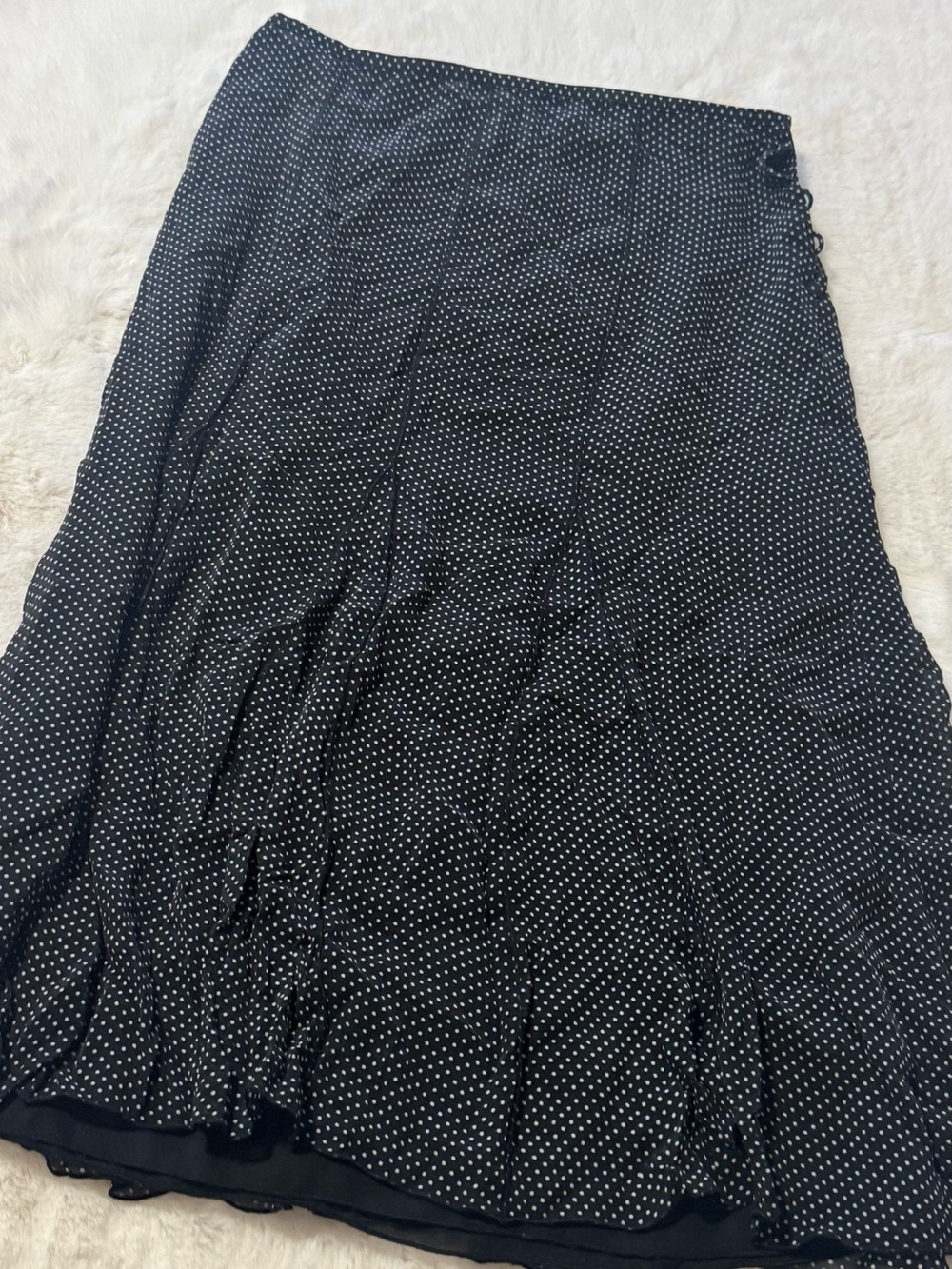 Liz Claiborne Black Maxi Skirt with White Polka Dots